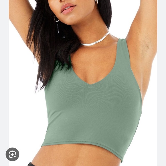 ALO Yoga Tops - Alo Yoga Real Bra Long Form Tank in Soft Seagrass